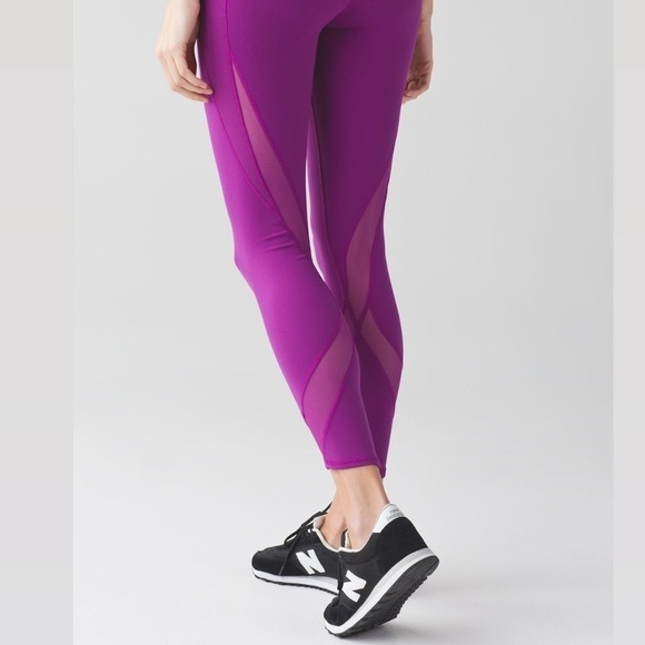 Lululemon Tranquil Tight Leggings High Rise Mesh Regal Plum Purple Pink - Picture 3 of 16